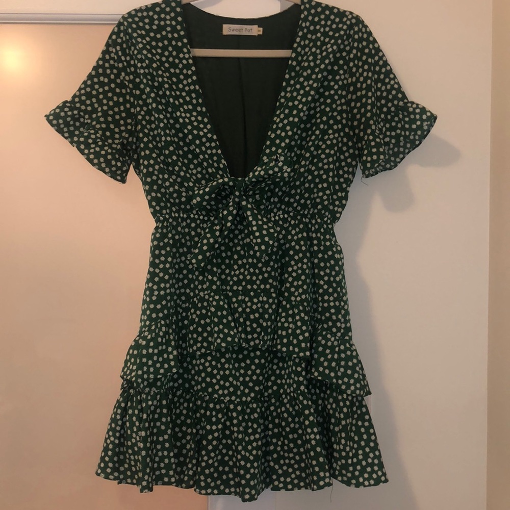 Green Floral Toe Front Dress
